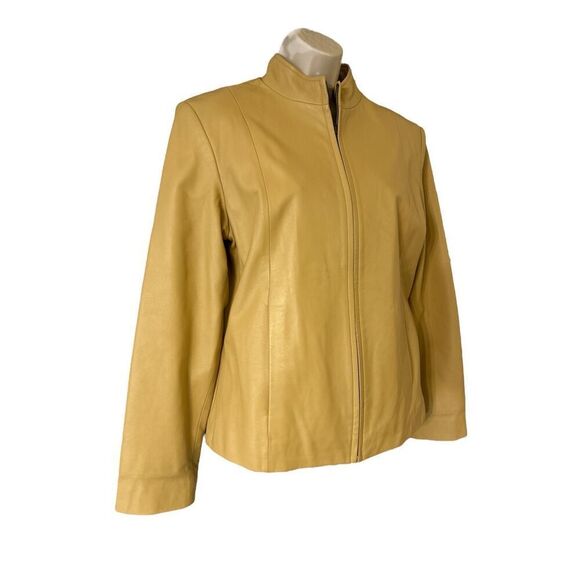 Preston & York women’s Collarless Soft Leather Jacket Size Small Tan - Picture 2 of 10